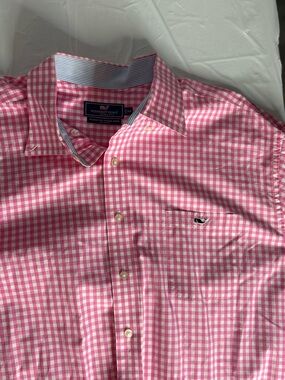 Vineyard Vines Shirt Mens XXL Pink Gingham Classic Fit Tucker Button Up Cotton